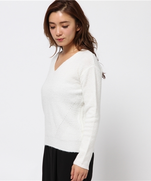 MOUSSY（マウジー）の「Deep V knit POK（ニット/セーター・レディース・ライトピンク/ベージュ/トップグレー/オフホワイト・FREE）」の5枚目の写真