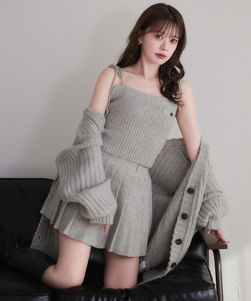 fupel(フぺル)の「knit cami skirt set / ニットキャミスカートセット(セットアップ・レディース・グレー/アイボリー/ブラウン・FREE)」の3枚目の写真