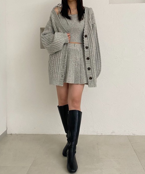 fupel(フぺル)の「knit cami skirt set / ニットキャミスカートセット(セットアップ・レディース・グレー/アイボリー/ブラウン・FREE)」の7枚目の写真