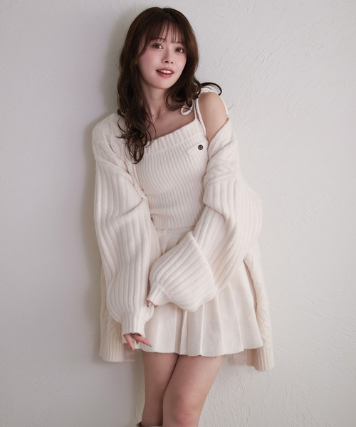 fupel(フぺル)の「knit cami skirt set / ニットキャミスカートセット(セットアップ・レディース・グレー/アイボリー/ブラウン・FREE)」の14枚目の写真