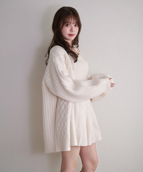 fupel(フぺル)の「knit cami skirt set / ニットキャミスカートセット(セットアップ・レディース・グレー/アイボリー/ブラウン・FREE)」の15枚目の写真