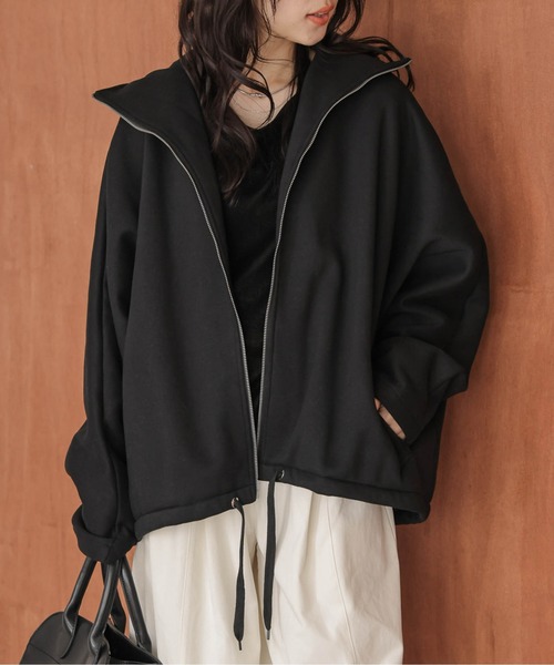 AMELY(エミリー)の「裏起毛ジップアップスウェットトップス(パーカー・レディース・グレー/ブラック/ブラウン・フリー)」の2枚目の写真