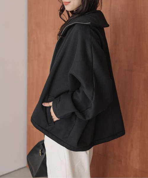 AMELY(エミリー)の「裏起毛ジップアップスウェットトップス(パーカー・レディース・グレー/ブラック/ブラウン・フリー)」の5枚目の写真