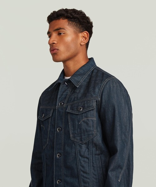 G-STAR（ジースター）の「Slim 3D Dart Jacket/立体裁断スリーブシームデザインデニムジャケット（デニムジャケット・メンズ・ダークインディゴブルー・X-LARGE/X-SMALL/LARGE/MEDIUM/SMALL）」の5枚目の写真