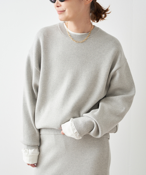 【新品未使用タグ付】SMOOTH TOP クルーネック プルオーバー グレー SMOOTH TOP クルーネック プルオーバー（ニット/セーター）｜Deuxieme