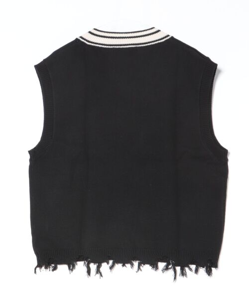 ８(eight)（エイト）の「裾ダメージハートロゴニットベスト（ベスト・メンズ・ブラック/ホワイト・MEDIUM/LARGE）」の3枚目の写真