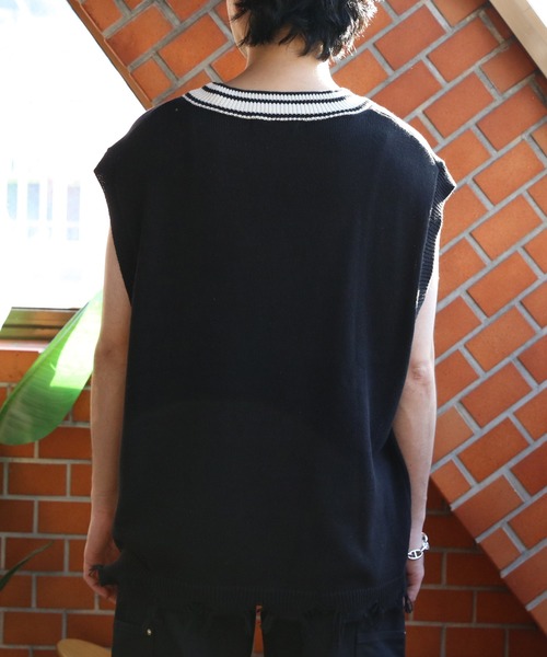 ８(eight)（エイト）の「裾ダメージハートロゴニットベスト（ベスト・メンズ・ブラック/ホワイト・MEDIUM/LARGE）」の22枚目の写真