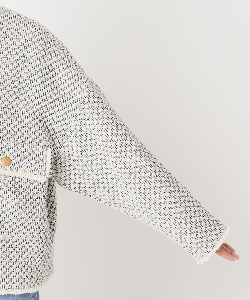 journal standard L'essage（ジャーナルスタンダードレサージュ）の「GIOLICATWEED ドルマンジャケット（ノーカラージャケット・レディース・ホワイト系その他・FREE）」の8枚目の写真