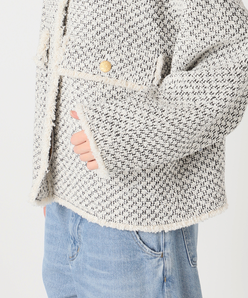 journal standard L'essage（ジャーナルスタンダードレサージュ）の「GIOLICATWEED ドルマンジャケット（ノーカラージャケット・レディース・ホワイト系その他・FREE）」の9枚目の写真