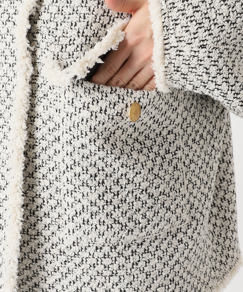 journal standard L'essage（ジャーナルスタンダードレサージュ）の「GIOLICATWEED ドルマンジャケット（ノーカラージャケット・レディース・ホワイト系その他・FREE）」の10枚目の写真