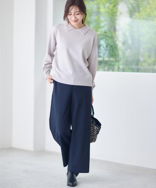 Reflect(リフレクト)の「【裏起毛/ゆったりシルエット】ストレートワイドパンツ(その他パンツ・レディース・ブラック系1/ナチュラル/ネイビー・15 /11/09/05/17/13/07)」の14枚目の写真