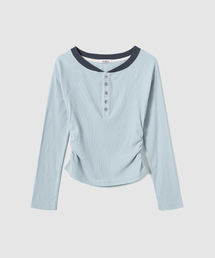ROIROI（ロイロイ）の「ヘンリーネックシャーリングロングスリーブ - ベイビーブルー（Tシャツ/カットソー）」