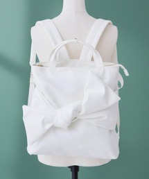 JENNE（ジェンヌ）の「２WAYリボンリュック・ホワイト（撥水生地）（かごバッグ）」
