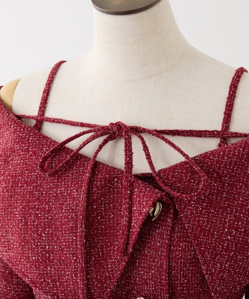 one after another NICE CLAUP（ワンアフターアナザーナイスクラップ）の「【Heart Collection】ハートボタン付きドッキングワンピース（ワンピース・レディース・レッド/オフホワイト/杢グレー/ブラック・FREE）」の6枚目の写真