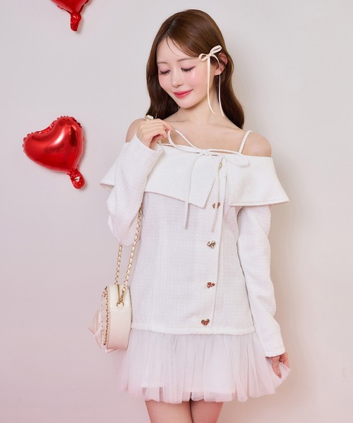 セール】【Heart Collection】ハートボタン付きドッキングワンピース