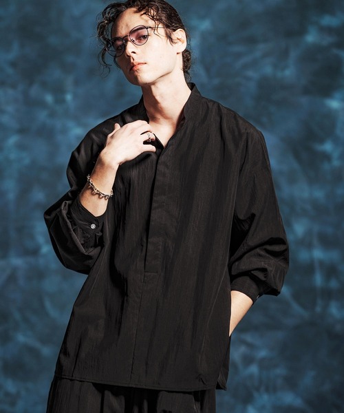 Jih Nunc(ジーヌンク)の「ms6374-トロピカルスタンドカラープルオーバーシャツ(JIH-R1154)(シャツ/ブラウス・メンズ・パープル/グレー/ホワイト/ブラック・L/M/S)」の5枚目の写真