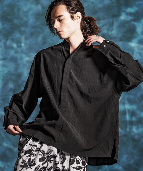 Jih Nunc(ジーヌンク)の「ms6374-トロピカルスタンドカラープルオーバーシャツ(JIH-R1154)(シャツ/ブラウス・メンズ・パープル/グレー/ホワイト/ブラック・L/M/S)」の6枚目の写真