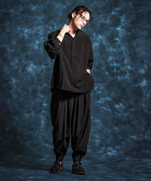 Jih Nunc(ジーヌンク)の「ms6374-トロピカルスタンドカラープルオーバーシャツ(JIH-R1154)(シャツ/ブラウス・メンズ・パープル/グレー/ホワイト/ブラック・L/M/S)」の7枚目の写真