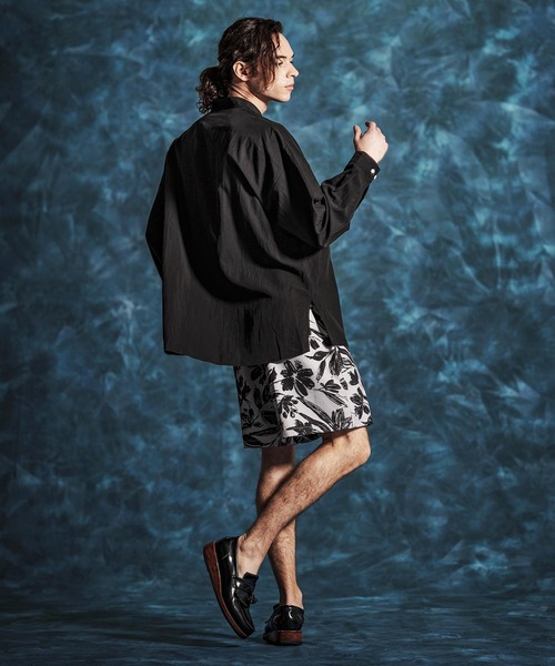 Jih Nunc(ジーヌンク)の「ms6374-トロピカルスタンドカラープルオーバーシャツ(JIH-R1154)(シャツ/ブラウス・メンズ・パープル/グレー/ホワイト/ブラック・L/M/S)」の8枚目の写真