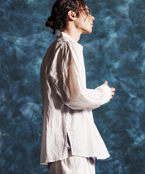 Jih Nunc(ジーヌンク)の「ms6374-トロピカルスタンドカラープルオーバーシャツ(JIH-R1154)(シャツ/ブラウス・メンズ・パープル/グレー/ホワイト/ブラック・L/M/S)」の10枚目の写真