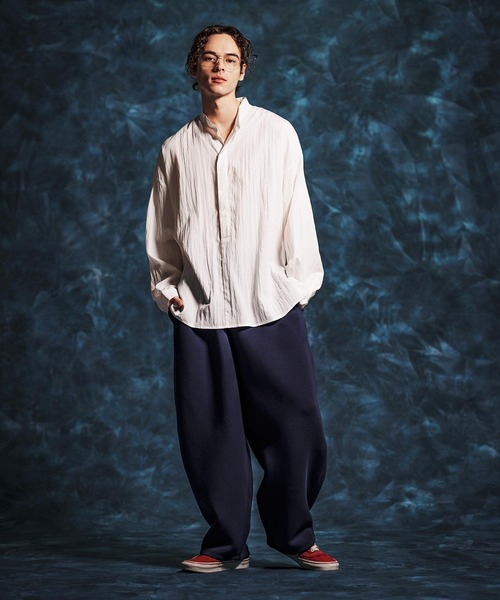 Jih Nunc(ジーヌンク)の「ms6374-トロピカルスタンドカラープルオーバーシャツ(JIH-R1154)(シャツ/ブラウス・メンズ・パープル/グレー/ホワイト/ブラック・L/M/S)」の12枚目の写真