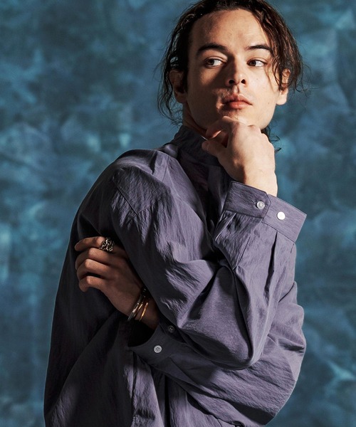 Jih Nunc(ジーヌンク)の「ms6374-トロピカルスタンドカラープルオーバーシャツ(JIH-R1154)(シャツ/ブラウス・メンズ・パープル/グレー/ホワイト/ブラック・L/M/S)」の15枚目の写真