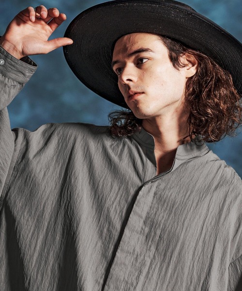 Jih Nunc(ジーヌンク)の「ms6374-トロピカルスタンドカラープルオーバーシャツ(JIH-R1154)(シャツ/ブラウス・メンズ・パープル/グレー/ホワイト/ブラック・L/M/S)」の19枚目の写真