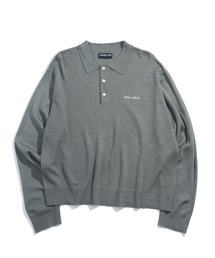 Starting Over（スターティングオーバー）の「milano rib knit polo shirt ミラノリブ ワンポイントロゴ 刺繍 長袖 ニットポロシャツ 短丈 ニットポロ（ポロシャツ）」