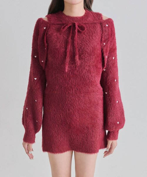 OLIVE des OLIVE(オリーブデオリーブ)の「ハート刺繍ニットワンピース(ワンピース・レディース・レッド/オフホワイト/ブラック・FREE)」の22枚目の写真