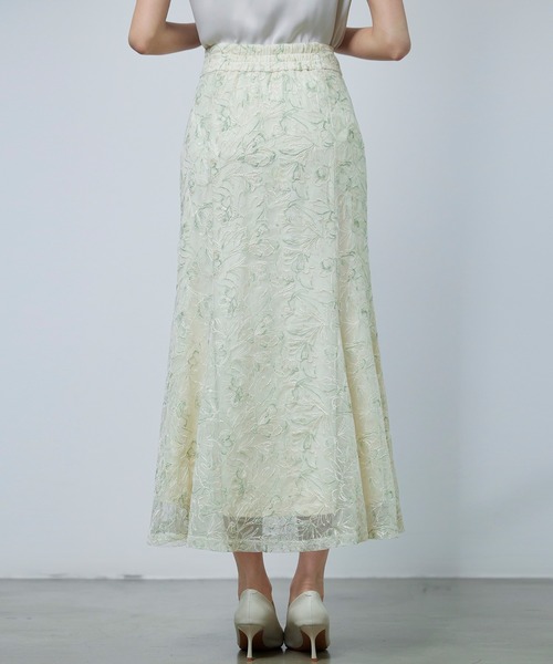 SAISON DE PAPILLON（セゾンドパピヨン）の「【2026SS新作】レディース フレア スカート刺繍レース 高級感 きれいめ オフィスカジュアル（スカート・レディース・グリーン/パープル・S/M/L）」の12枚目の写真