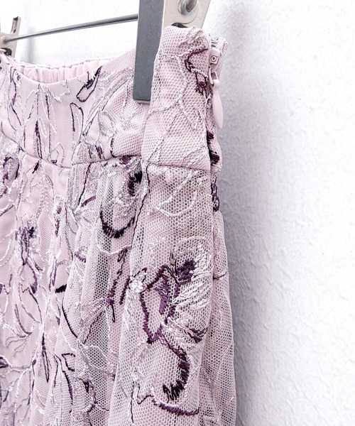 SAISON DE PAPILLON（セゾンドパピヨン）の「【2026SS新作】レディース フレア スカート刺繍レース 高級感 きれいめ オフィスカジュアル（スカート・レディース・グリーン/パープル・S/M/L）」の18枚目の写真