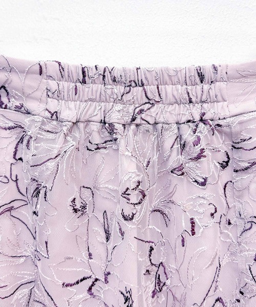 SAISON DE PAPILLON（セゾンドパピヨン）の「【2026SS新作】レディース フレア スカート刺繍レース 高級感 きれいめ オフィスカジュアル（スカート・レディース・グリーン/パープル・S/M/L）」の21枚目の写真