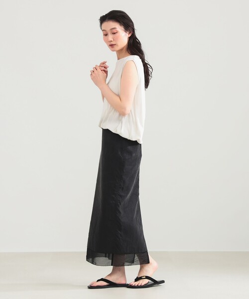 Demi-Luxe BEAMS（デミルクス ビームス）の「COG THE BIGSMOKE / NELLY ノースリーブ トップス［接触冷感］（Tシャツ/カットソー・レディース・ホワイト系その他2/ブラック・ONE SIZE）」の4枚目の写真