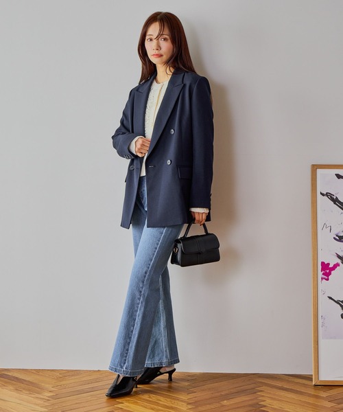 mysty woman(ミスティウーマン)の「スカシ編み柄カーディガン 643859(カーディガン/ボレロ・レディース・イエロー/アイボリー/ブラック・FREE)」の7枚目の写真