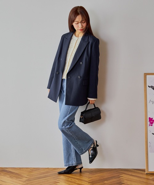 mysty woman(ミスティウーマン)の「スカシ編み柄カーディガン 643859(カーディガン/ボレロ・レディース・イエロー/アイボリー/ブラック・FREE)」の8枚目の写真