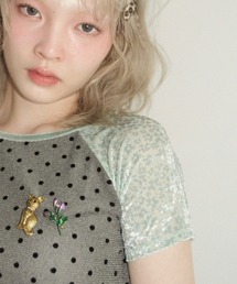 musubore | dot & flower raglan tee / ドット＆フラワーラグランT(Tシャツ/カットソー)
