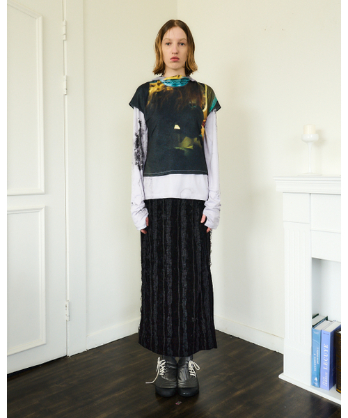 SEEN(シーン)の「VELVET TAPE LONG SKIRT (Black)(スカート・レディース・その他・ONE SIZE)」の1枚目の写真
