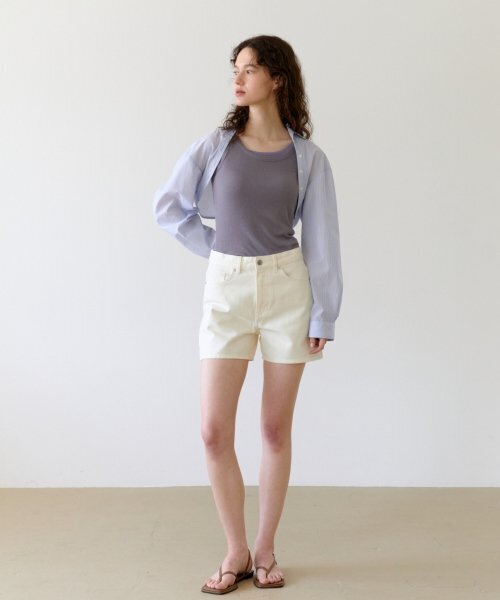 UNNOUT(アナウト)の「STRIPE SHIRT BOLERO - SKY(シャツ/ブラウス・レディース・その他・ONE SIZE)」の2枚目の写真
