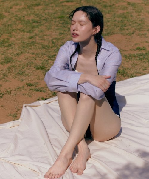 UNNOUT(アナウト)の「STRIPE SHIRT BOLERO - SKY(シャツ/ブラウス・レディース・その他・ONE SIZE)」の5枚目の写真