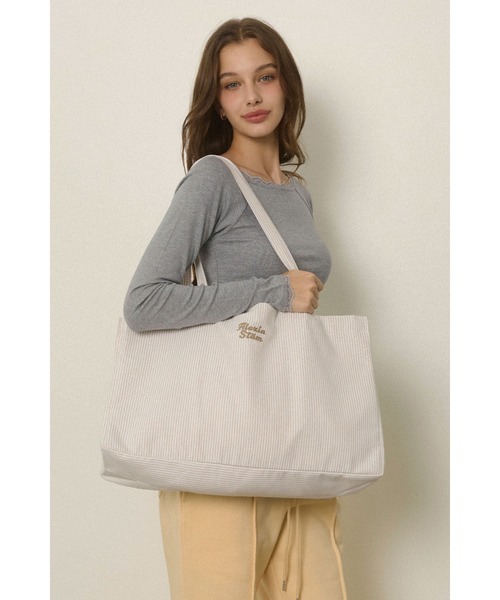 ALEXIA STAM（アリシアスタン）の「Stripe Tote Bag /ストライプトート（トートバッグ・レディース・ベージュ/レッド・FREE）」の14枚目の写真