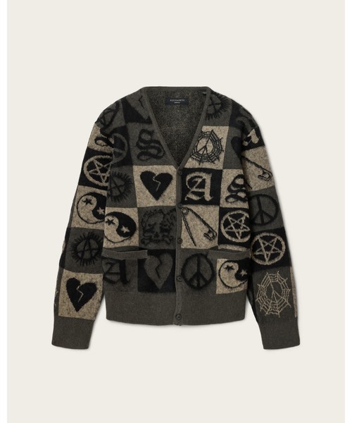 ALLSAINTS(オールセインツ)の「TRAVIS JACQUARD CARDIGAN | TRAVIS ジャカード カーディガン(カーディガン/ボレロ・メンズ・オリーブ×ブラック・S/M/L/XL/XS)」の8枚目の写真
