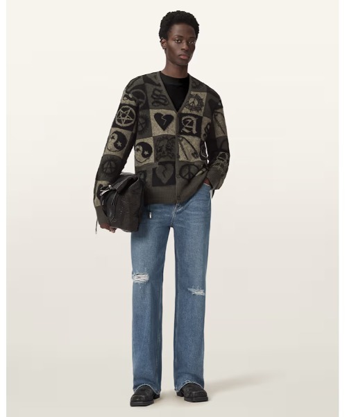 ALLSAINTS(オールセインツ)の「TRAVIS JACQUARD CARDIGAN | TRAVIS ジャカード カーディガン(カーディガン/ボレロ・メンズ・オリーブ×ブラック・S/M/L/XL/XS)」の5枚目の写真