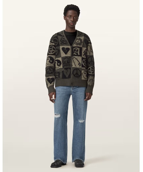 ALLSAINTS(オールセインツ)の「TRAVIS JACQUARD CARDIGAN | TRAVIS ジャカード カーディガン(カーディガン/ボレロ・メンズ・オリーブ×ブラック・S/M/L/XL/XS)」の6枚目の写真
