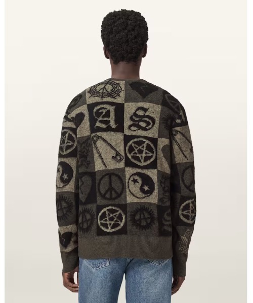 ALLSAINTS(オールセインツ)の「TRAVIS JACQUARD CARDIGAN | TRAVIS ジャカード カーディガン(カーディガン/ボレロ・メンズ・オリーブ×ブラック・S/M/L/XL/XS)」の4枚目の写真
