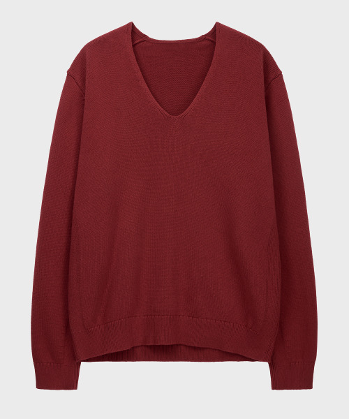 NOIRER（ノイア）の「カシミヤコットンディープVネックニット（レッド）（ニット/セーター・メンズ・その他・48/50/52）」の2枚目の写真