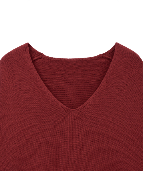 NOIRER（ノイア）の「カシミヤコットンディープVネックニット（レッド）（ニット/セーター・メンズ・その他・48/50/52）」の4枚目の写真