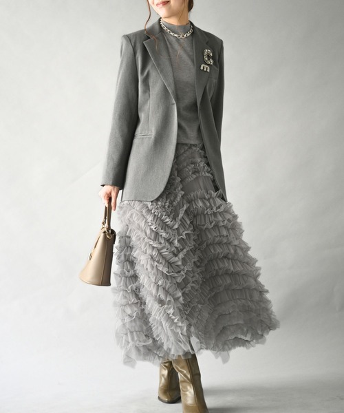 Ehre style（エーレスタイル）の「大人の綺麗フリル 華映え休日に（スカート・レディース・ブラック・FREE）」の3枚目の写真