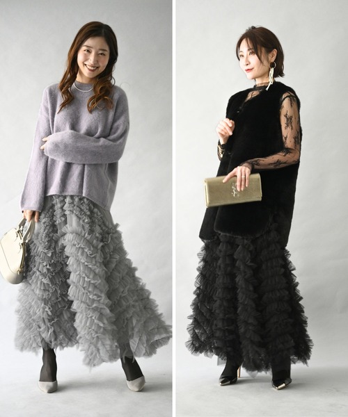 Ehre style（エーレスタイル）の「大人の綺麗フリル 華映え休日に（スカート・レディース・ブラック・FREE）」の8枚目の写真