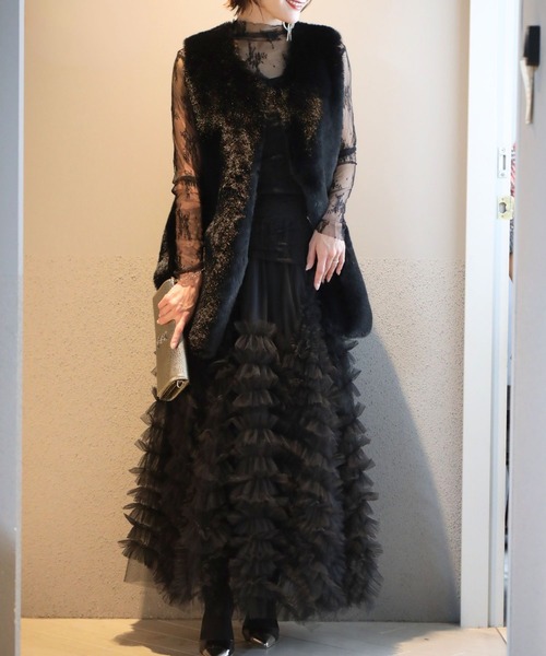 Ehre style（エーレスタイル）の「大人の綺麗フリル 華映え休日に（スカート・レディース・ブラック・FREE）」の9枚目の写真