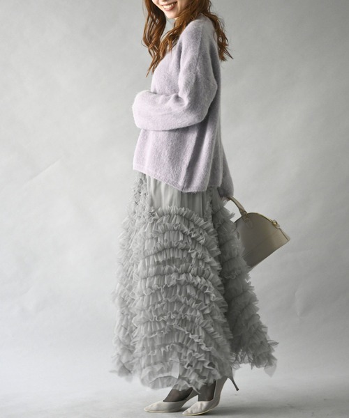 Ehre style（エーレスタイル）の「大人の綺麗フリル 華映え休日に（スカート・レディース・ブラック・FREE）」の12枚目の写真